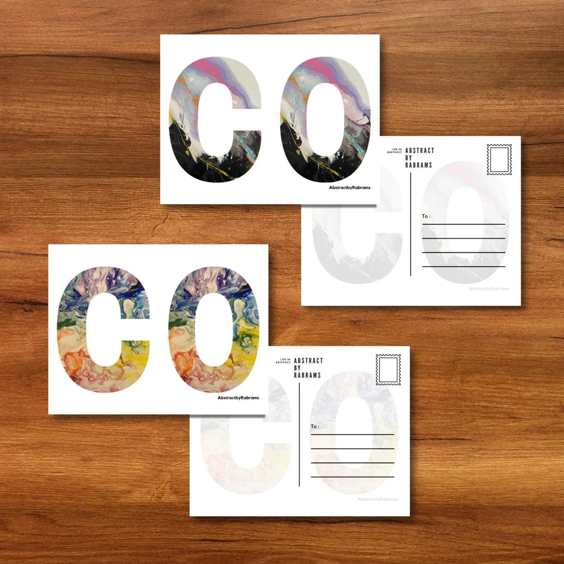 Colorado Abbreviation Postcard - CO -  4.25"x5.5" - Rainbow