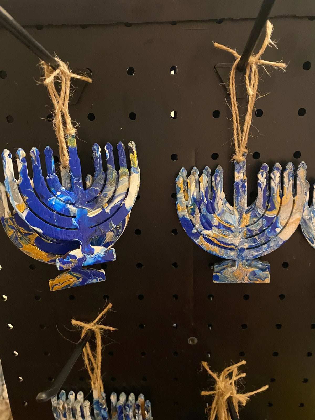 Wooden Menorah decorations for Hannukah