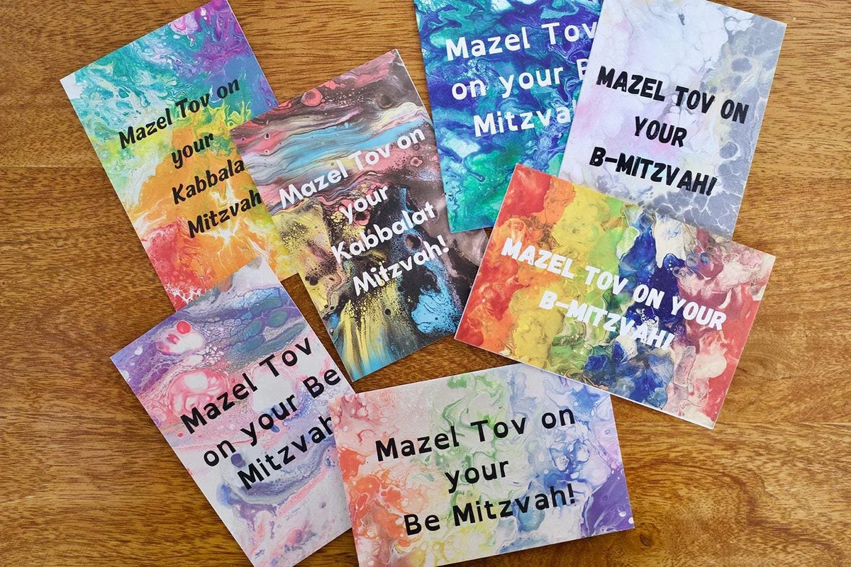 Mazel Tov on Your Be Mitzvah Greeting Card - Rainbow - Pastel - 4"x6"