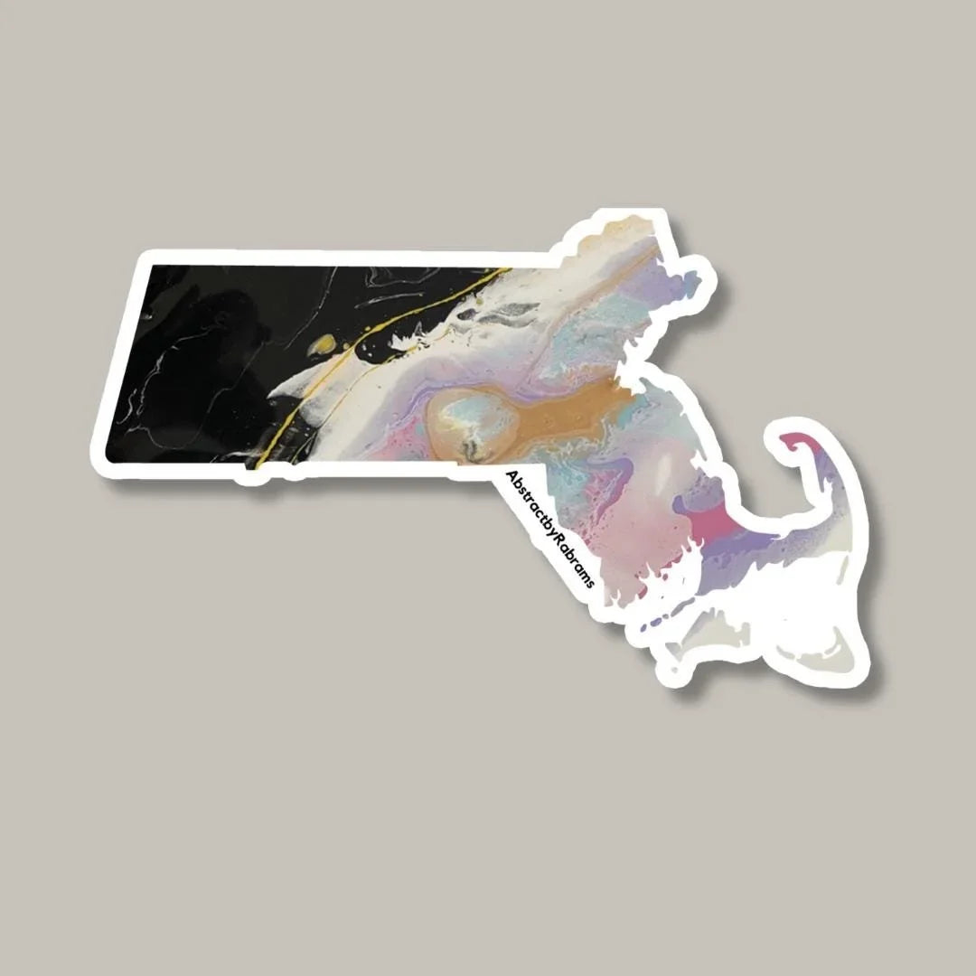 Massachusetts Vinyl Sticker - 3"x2" - Rainbow, Sunset, and Pastel -- Weatherproof - Massachusetts State Shape