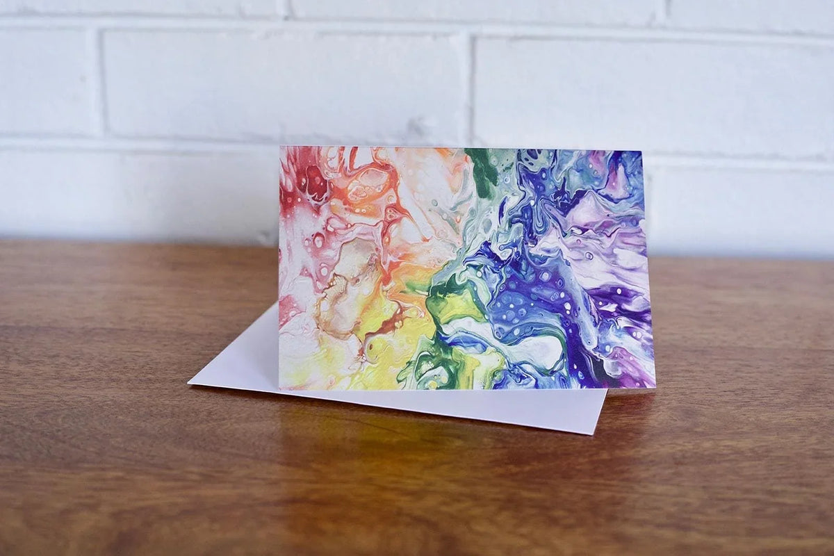 Rainbow Pour Painting Greeting Card - A2