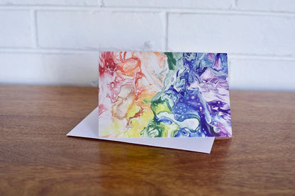 Rainbow Pour Painting Greeting Card - A2