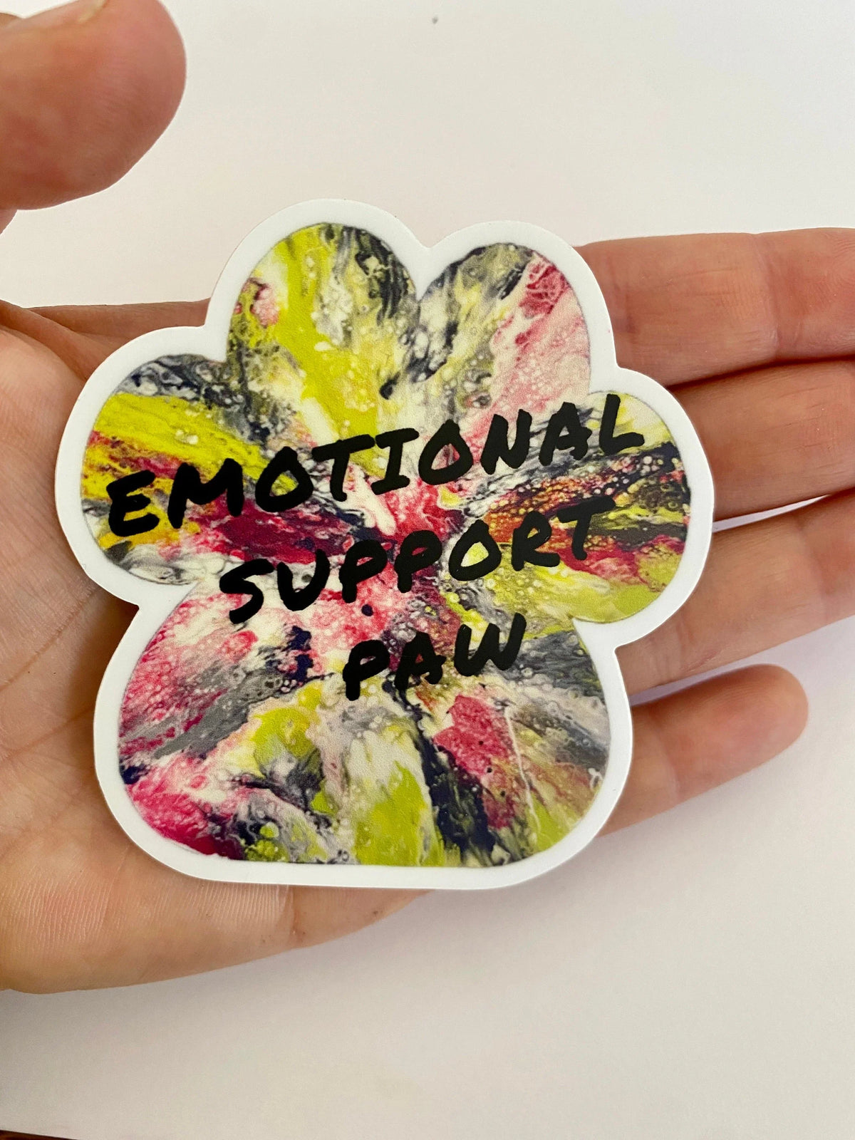 Emotional Support Paw - 3" Waterproof, Vinyl Sticker - Paw Shaped - Dog - Dog Paw