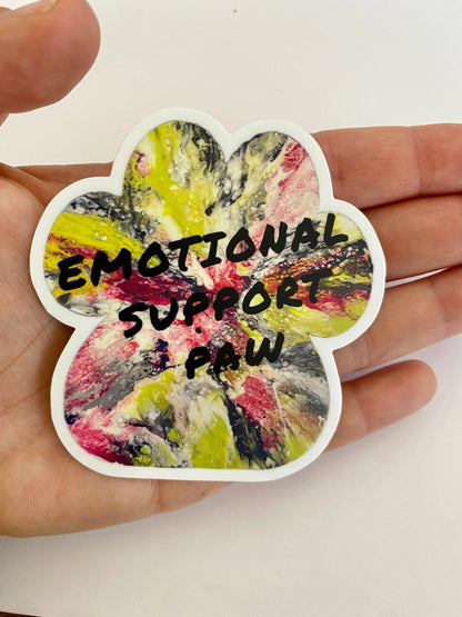 Emotional Support Paw - 3" Waterproof, Vinyl Sticker - Paw Shaped - Dog - Dog Paw