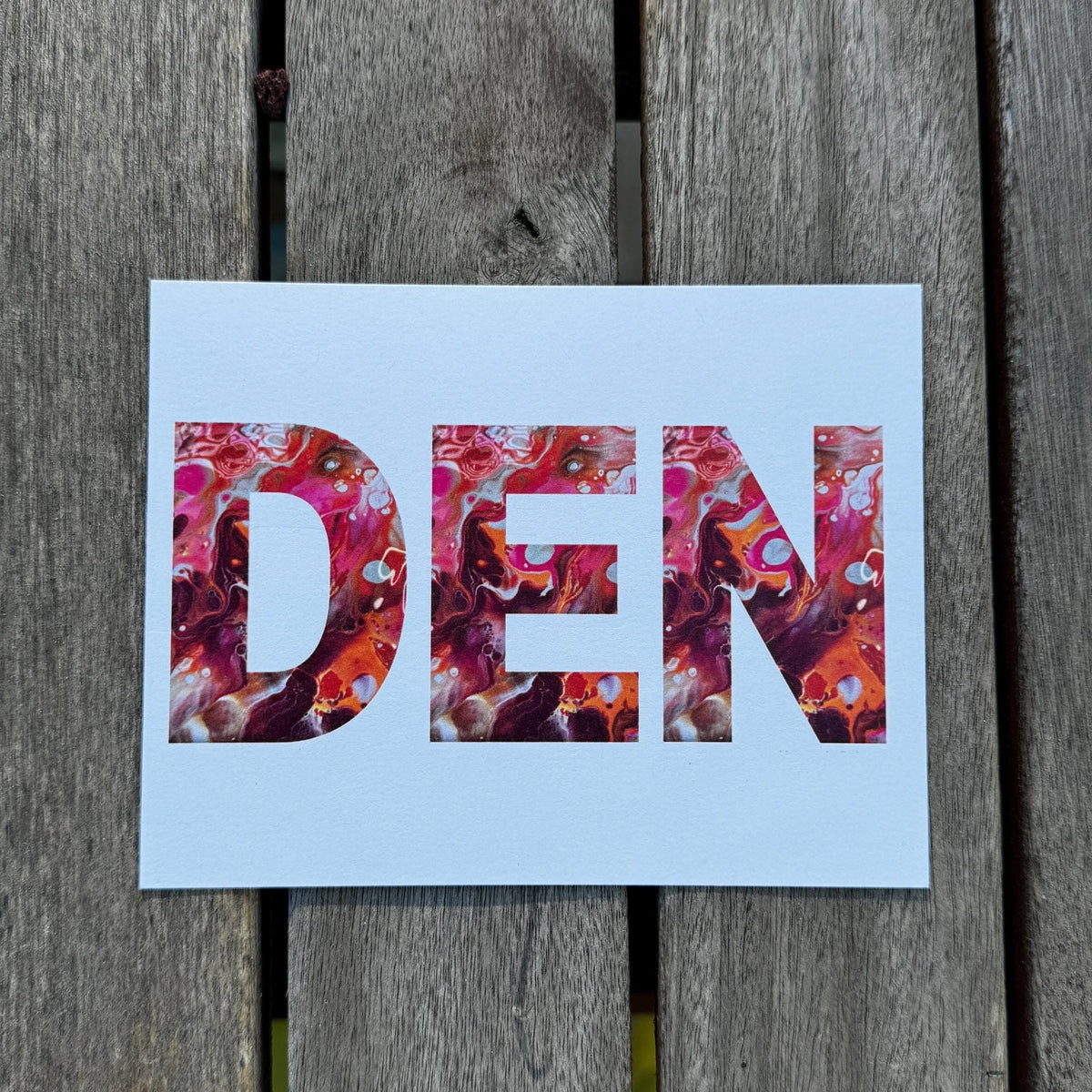 Denver Abbreviation Postcard - DEN -  4.25"x5.5" - Rainbow