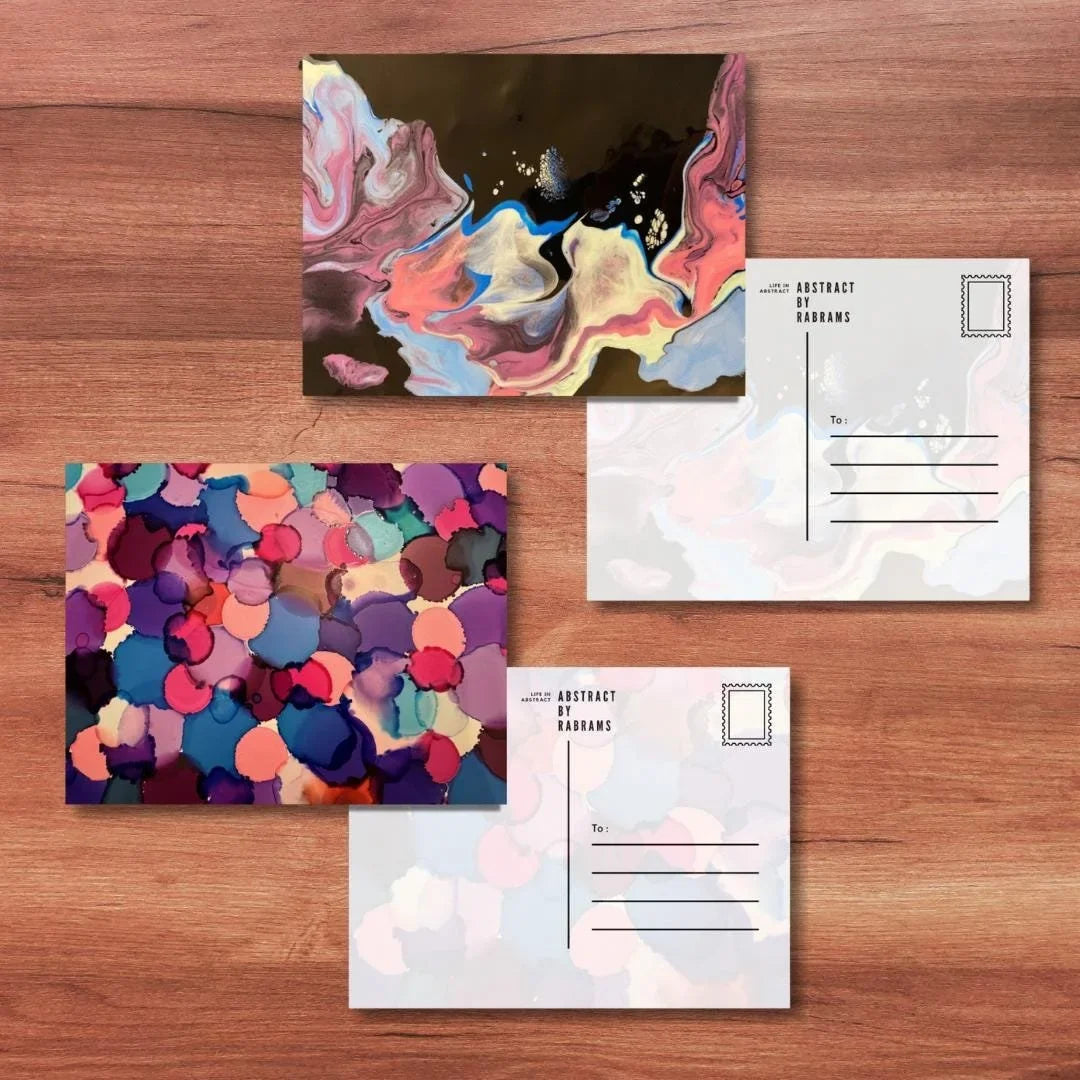 Abstract Postcard Sets - Set of 4, 8, 12 - Floral, Milkyway, Space, Geometric, Monstera
