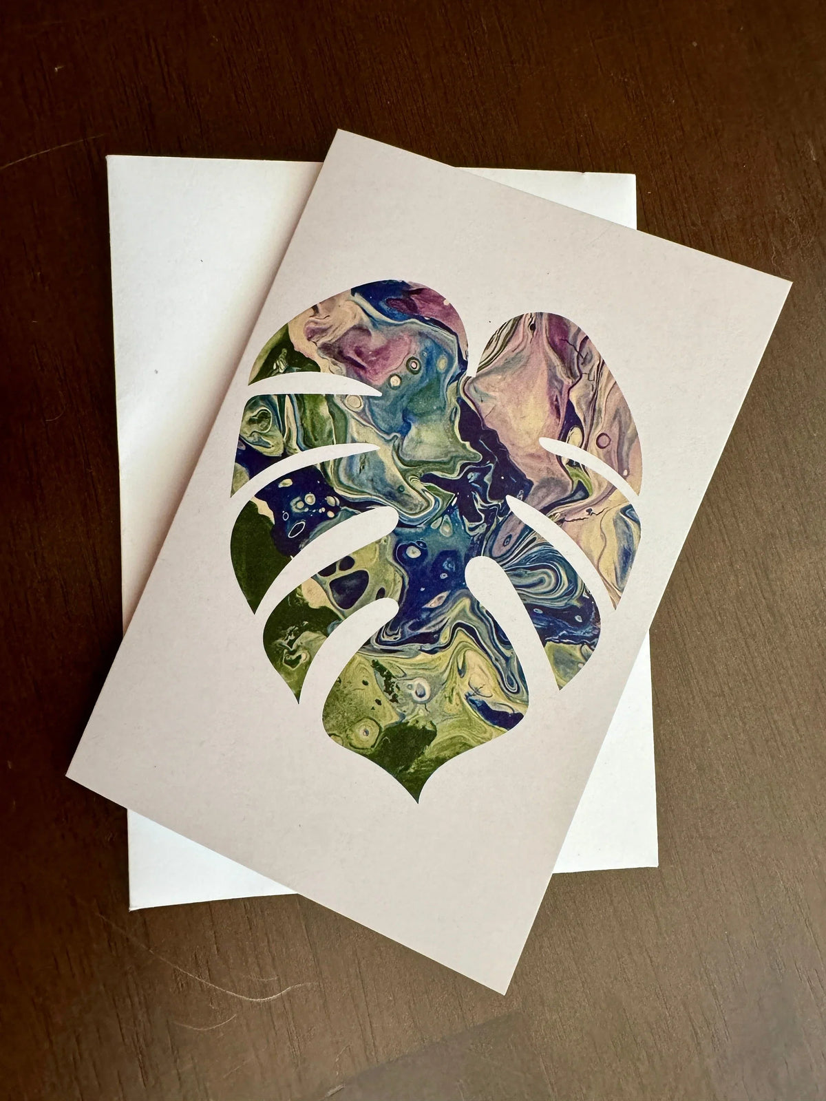 Purple, Green &amp; Blue Monstera Greeting Card - 4"x6" - 100% PCW