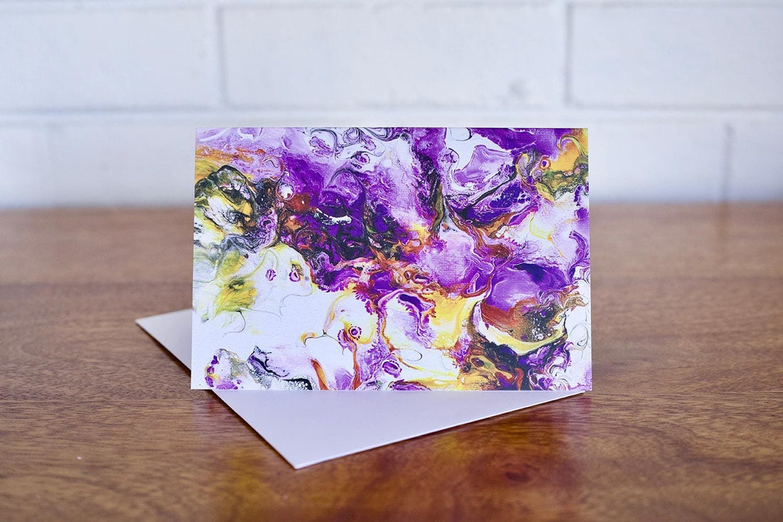 Purple and Yellow Greeting Card - Blank Inside - 4"x6"