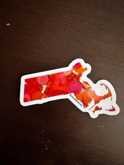 Massachusetts Vinyl Sticker - 3"x2" - Rainbow, Sunset, and Pastel -- Weatherproof - Massachusetts State Shape