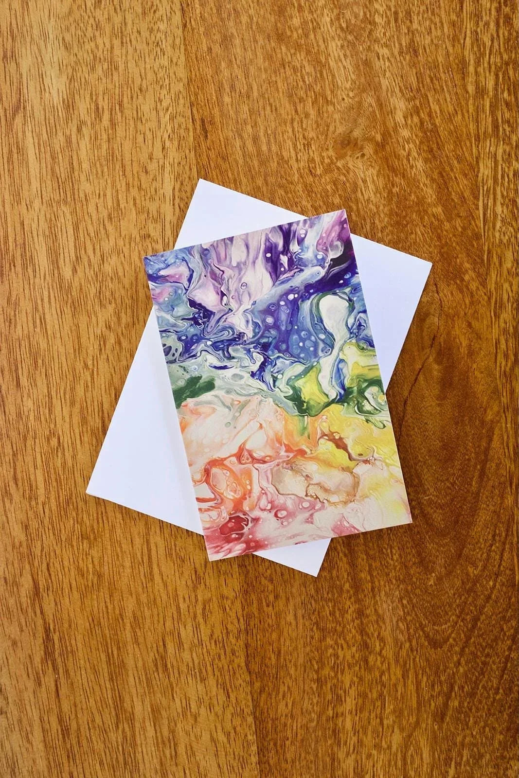 Rainbow Pour Painting Greeting Card - A2