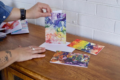 Rainbow Pour Painting Greeting Card - A2