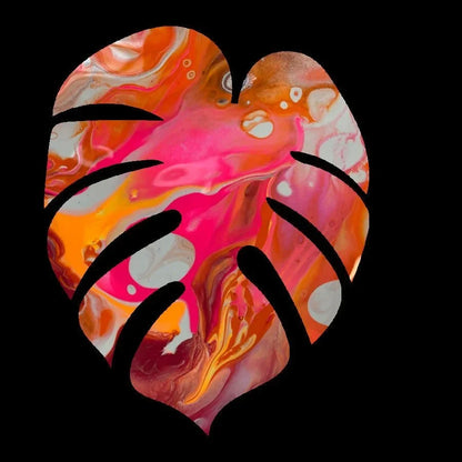 Monstera Sticker - 3″ - Pink and Orange - Vinyl