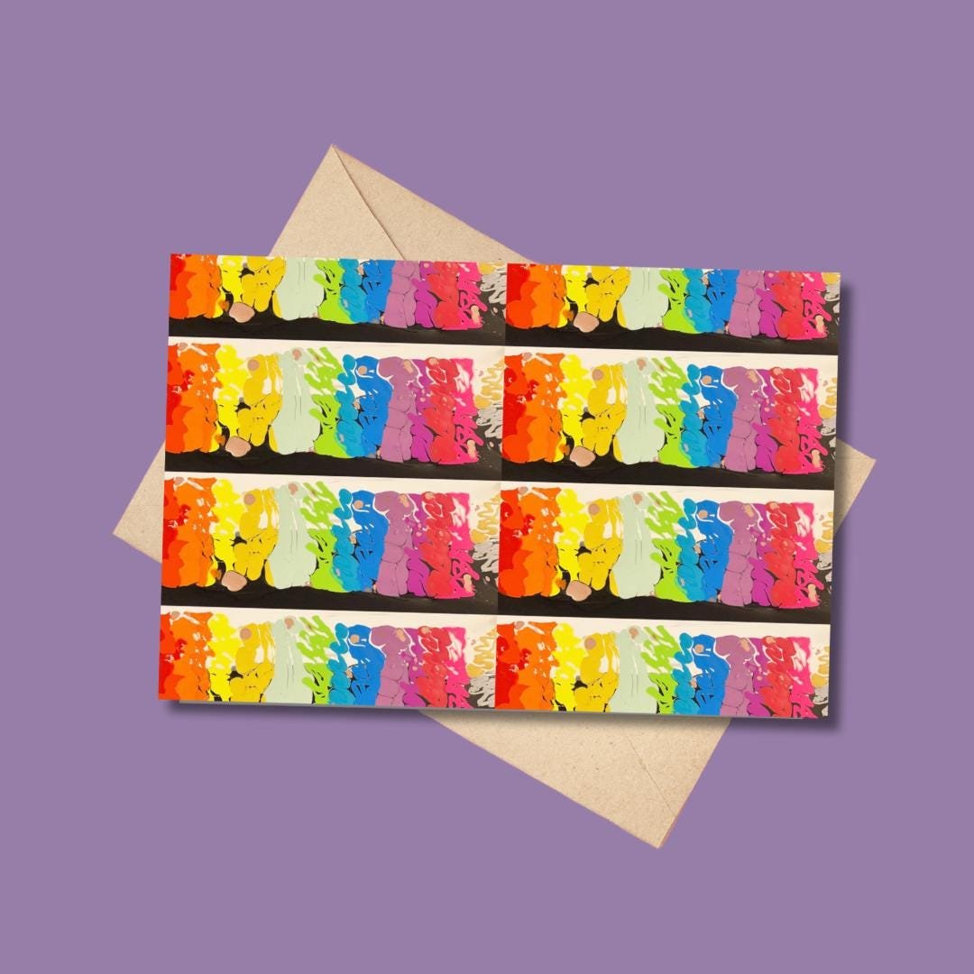 Abstract Rainbow Card - 4"x6" -  Blank Inside - 100% PCW Paper