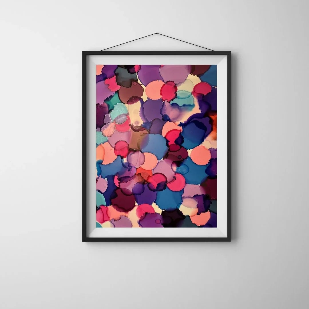 Pink, Purple and Blue Dots Art Print