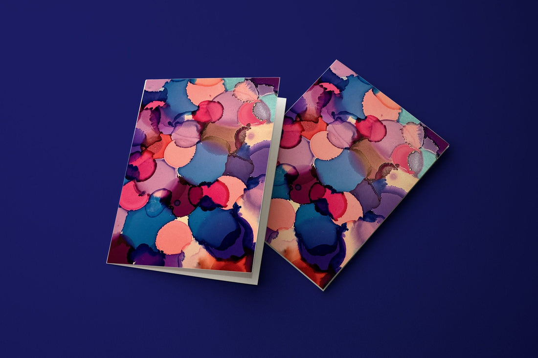 Abstract Alcohol Ink Greeting Card - Pink, Purple and Blue