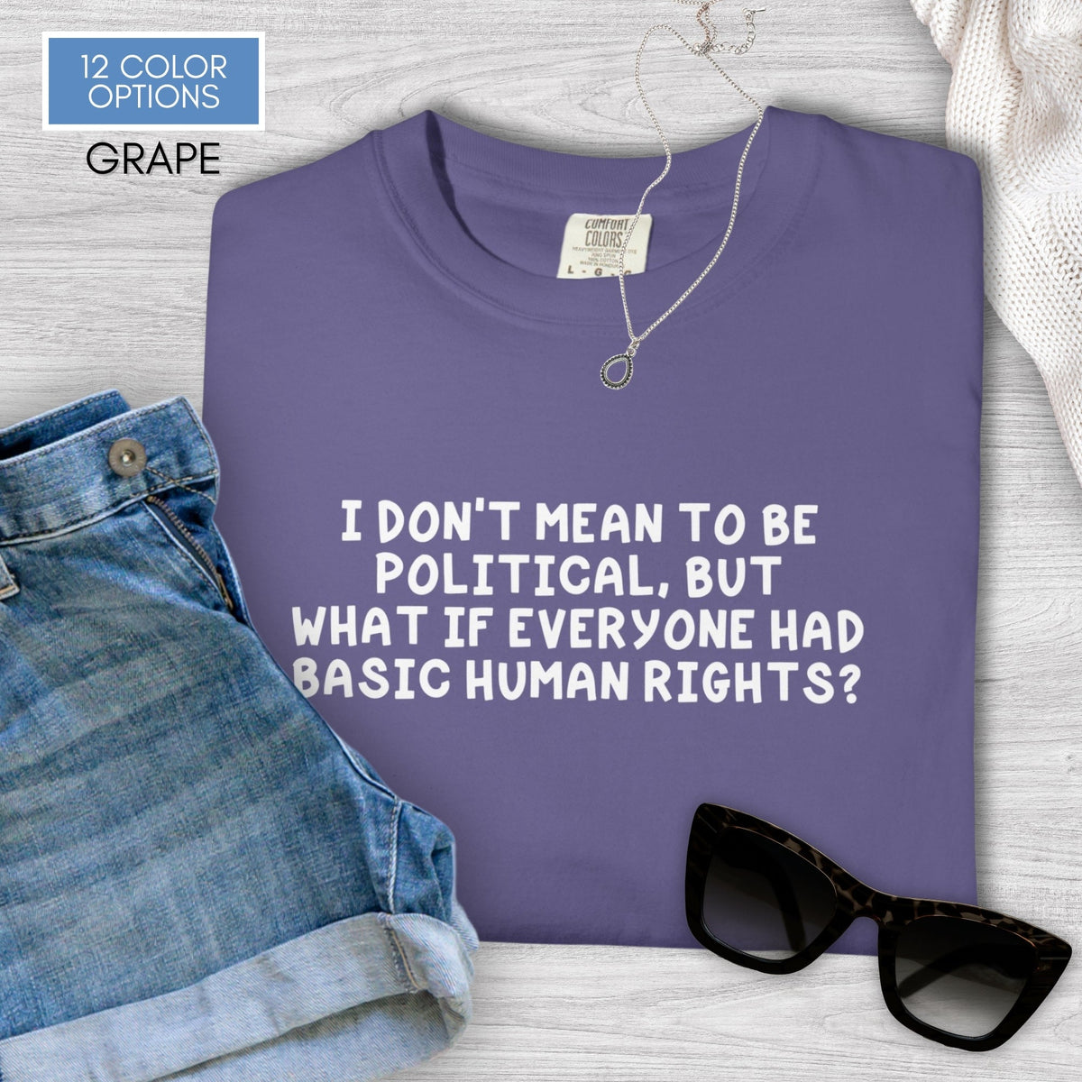 human-rights-unisex-tshirt-political-activist-graphic-tee-comfort-colors-grape