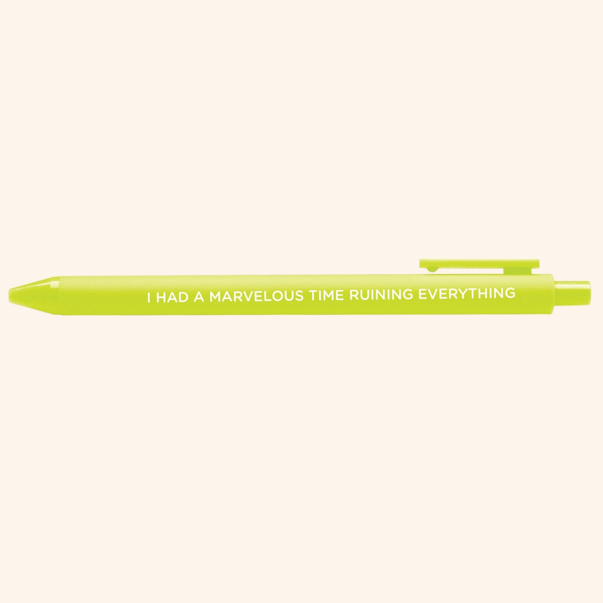 I had a marvelous time ruining everything jotter gel pen styled shot — citron jotter pen as a desk gift and stocking stuffer by MangoIllustrated