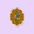 Vinyl sticker with ornate golden frame, blooming flowers, and the text “I hate it here so I will go to secret gardens in my mind.”
