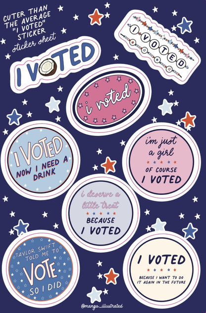 I Voted Sticker Sheet styled — cuter than your average I voted sticker sheet by MangoIllustrated