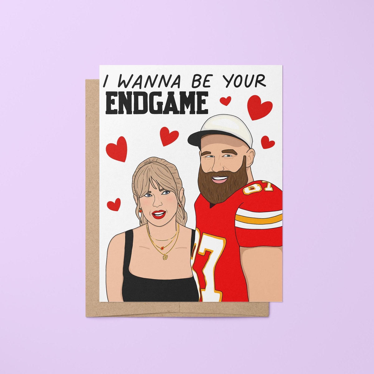 I wanna be your endgame card — hand lettered endgame greeting on a folded 4.25 x 5.5 in A2 card, by MangoIllustrated