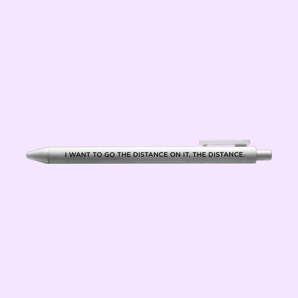 I want to go the distance on it the distance pen flat lay — silver quote gel pen with black ink by indie artist MangoIllustrated