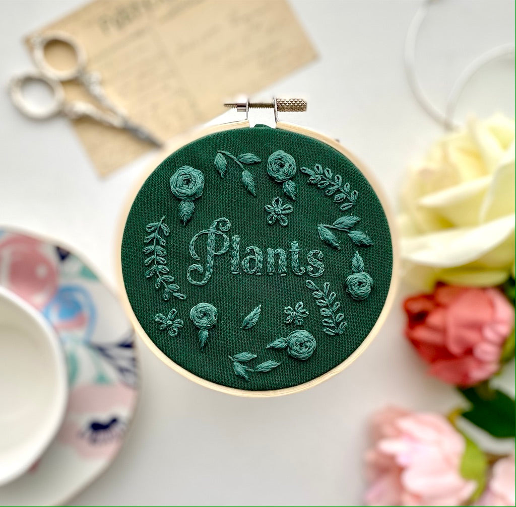 Plants monochrome embroidery // PDF Pattern Download 4" Hoop