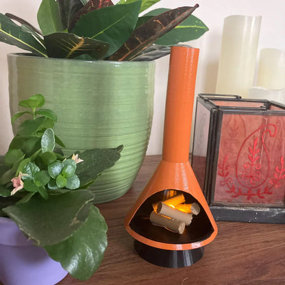 Miniature Mid-Century Modern-style LED Fireplace (1:12 scale)