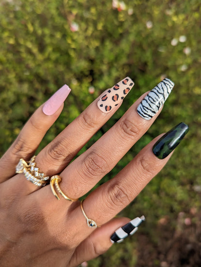 Mismatch - Animal Print and Camouflage mixed up Press-On Nail Extensions 10pcs