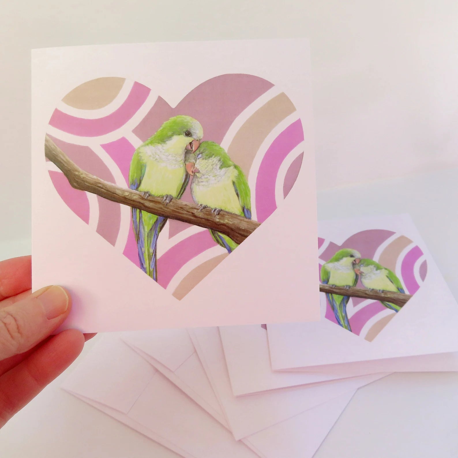 Cuddling Parakeets Stationery Cards - 3 pack