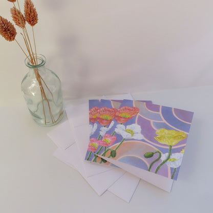 Poppies Stationery Cards - 3 pack
