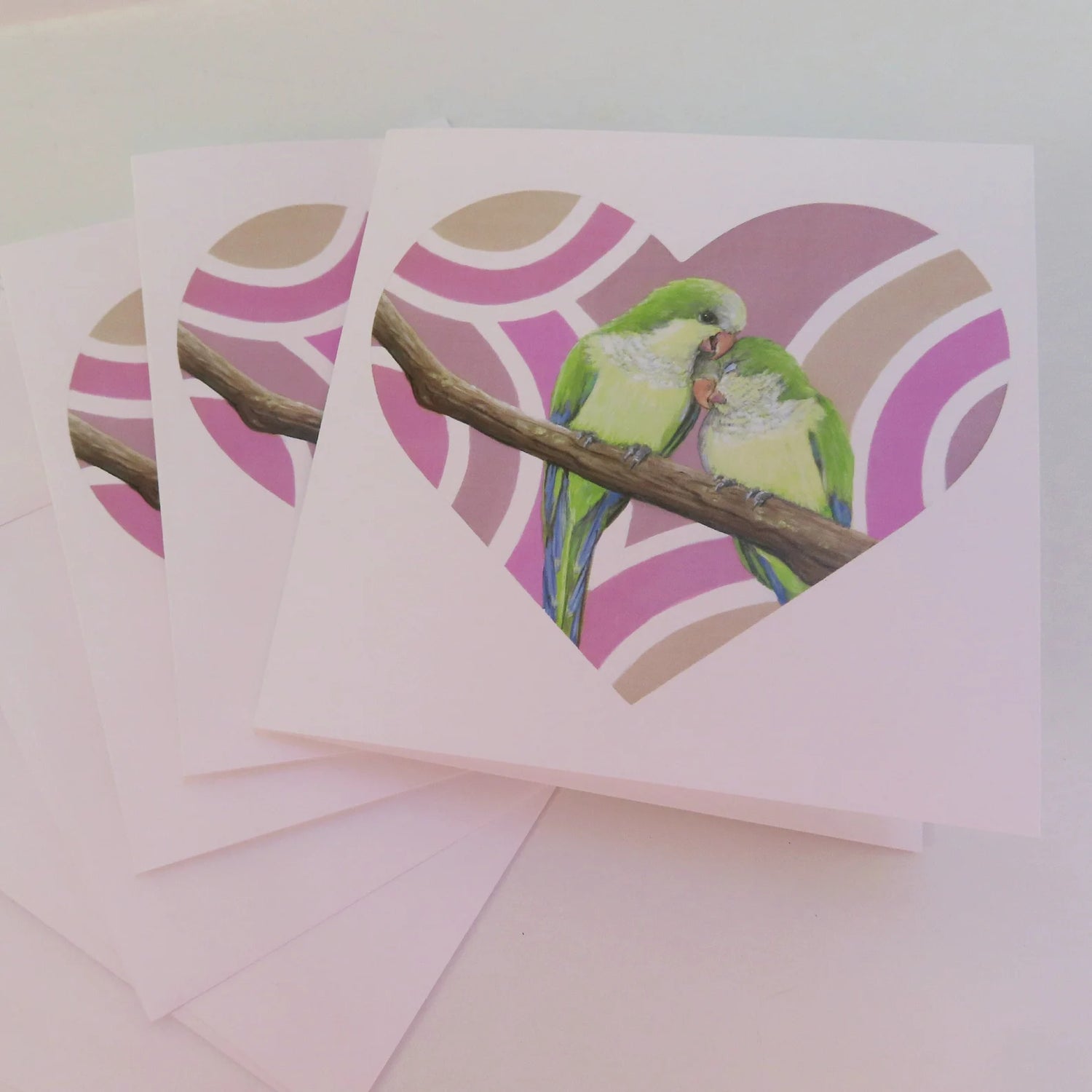 Cuddling Parakeets Stationery Cards - 3 pack