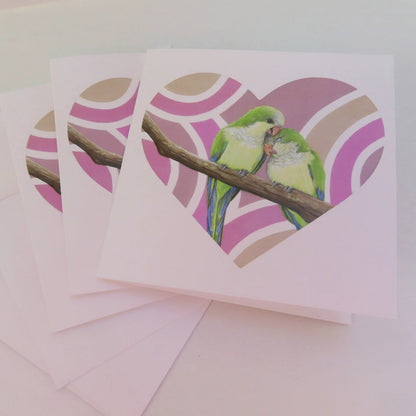 Cuddling Parakeets Stationery Cards - 3 pack
