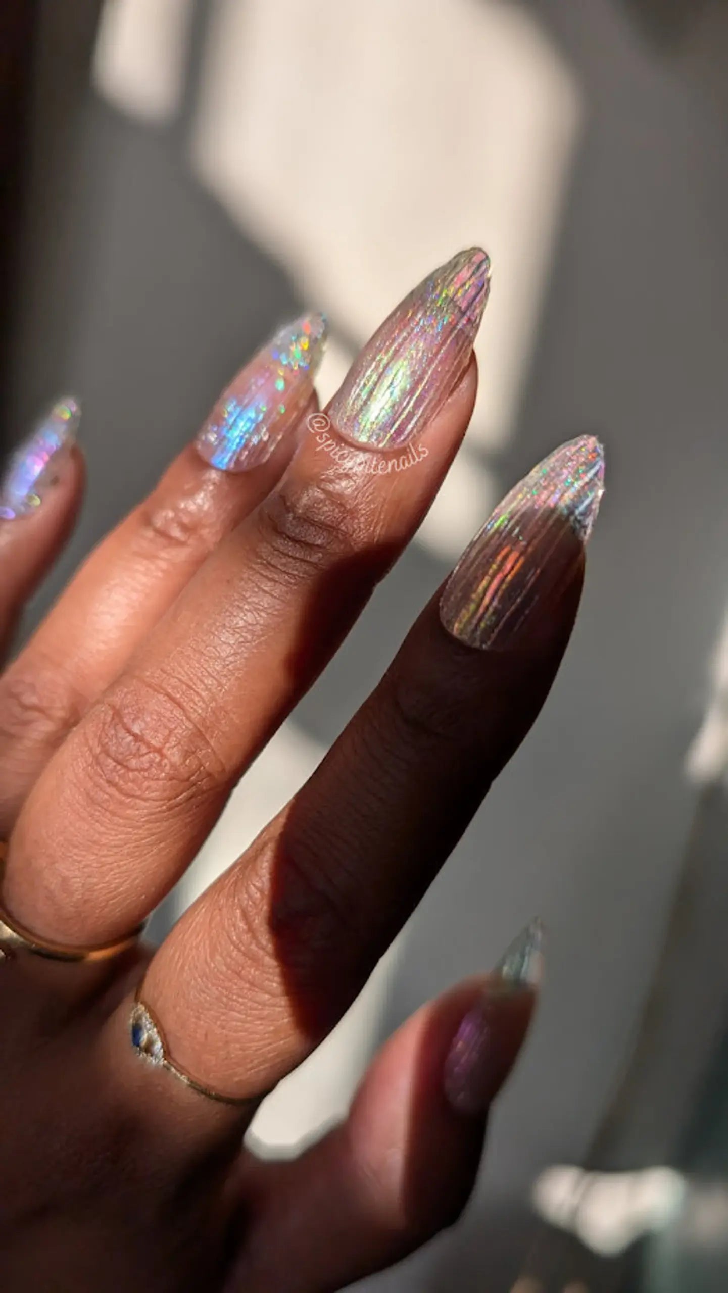 Fairy Wings - 3D Rainbow Fluted Glass Transparent Holographic False Press-On Nail Extensions 10pcs