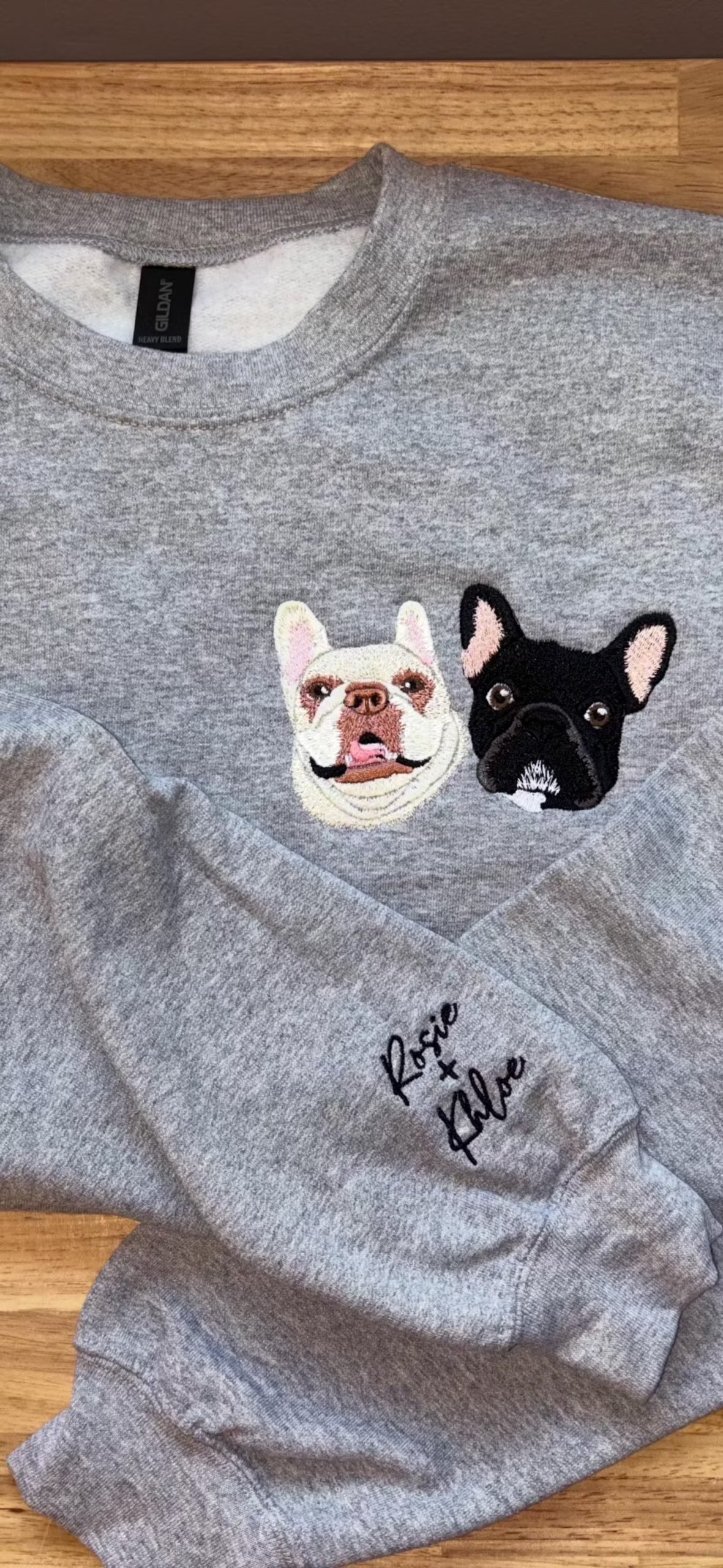 Custom Pet Portrait Embroidery on Crew Sweatshirt or Hoodie - $5 Donation to Caitie&