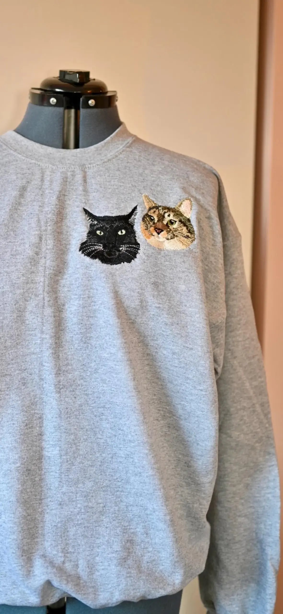 Custom Pet Portrait Embroidery on Crew Sweatshirt or Hoodie - $5 Donation to Caitie&