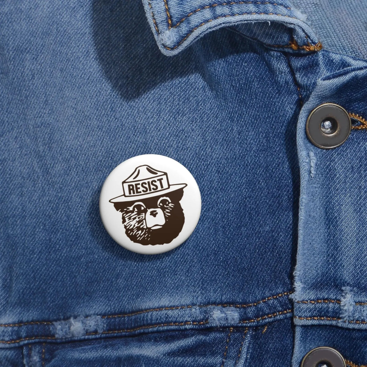 Resist Bear Pin Back Button - Resistance Nation