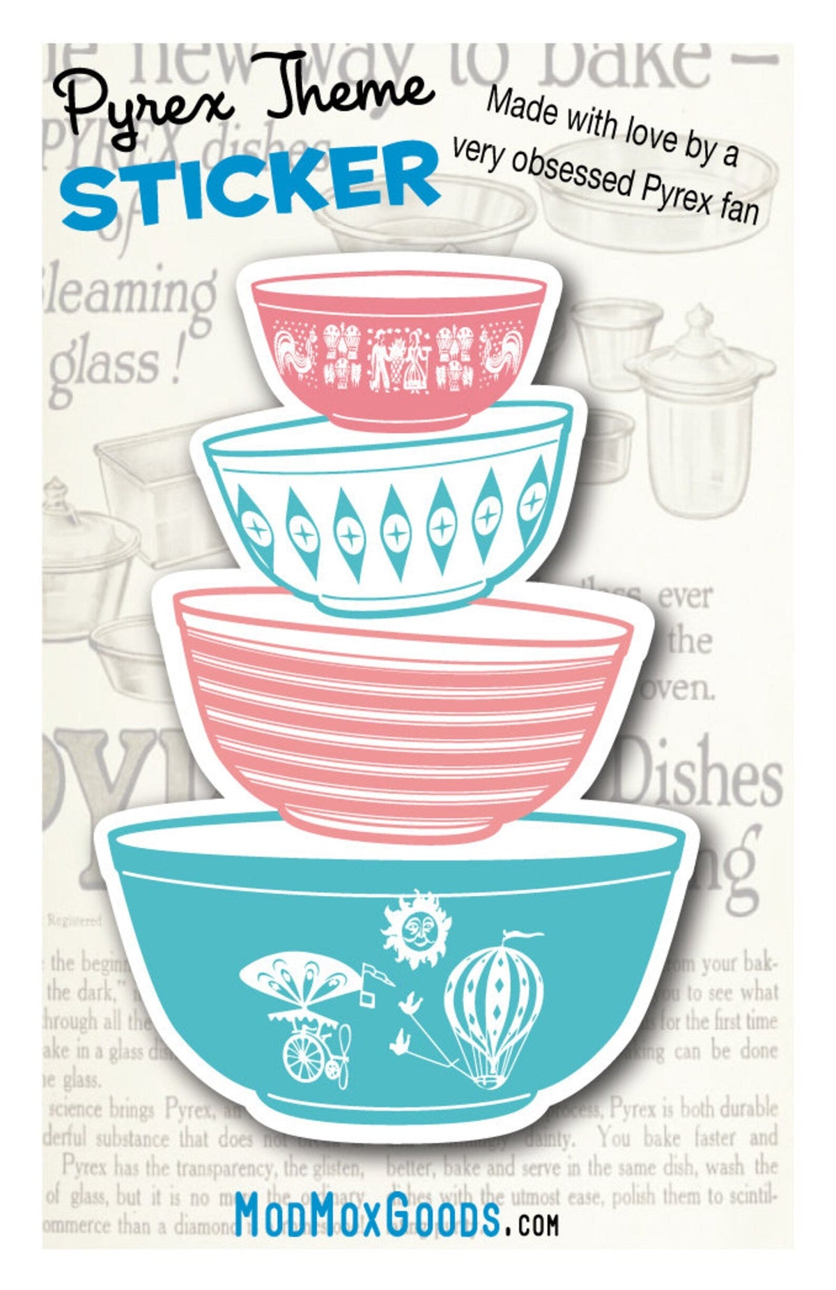 STICKERS Pyrex bowl stacks  choose one or more or all 8