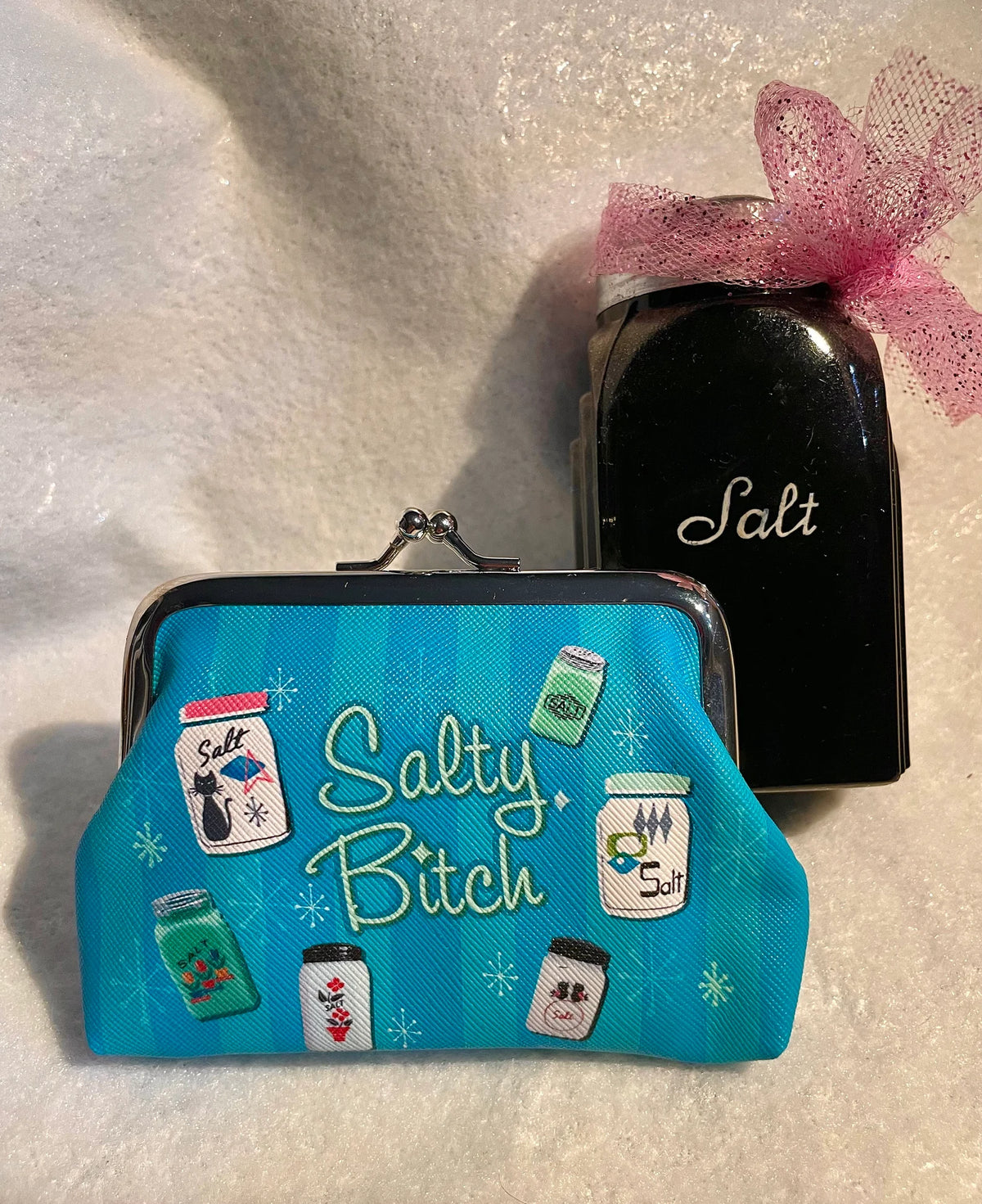 Salty B*tch Coin Purse: Vintage Kitchen Salt Shakers, Kisslock Closure retro style