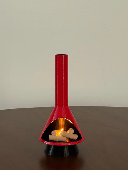 Miniature Mid-Century Modern-style LED Fireplace (1:12 scale)