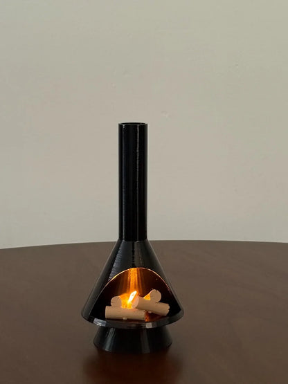 Miniature Mid-Century Modern-style LED Fireplace (1:12 scale)