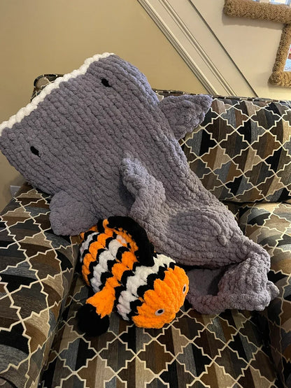 Chunky Knit Shark Sleeping Bag Blanket