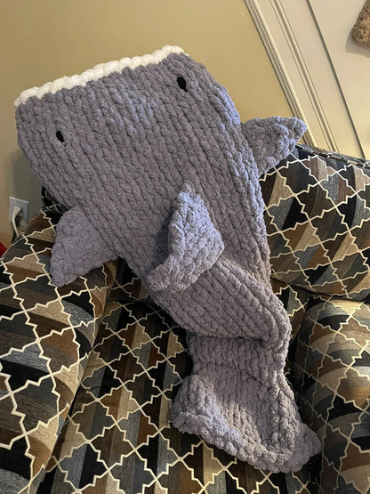 Chunky Knit Shark Sleeping Bag Blanket