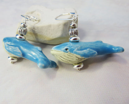 Detailed and lightweight Whale Earrings Big Blue, a unique accessory for showcasing ocean passion and creativity.