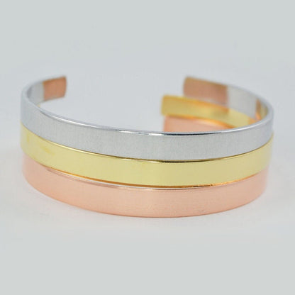 Hand Stamped Wildflower Cuff Bracelet: Aluminum, Brass, or Copper