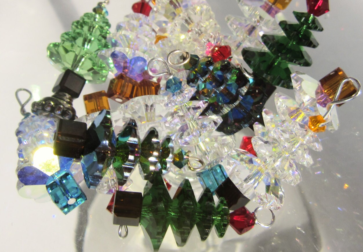 Christmas Tree Earrings - Authentic Crystal drop earrings showcasing stunning green Swarovski crystals for holiday jewelry.