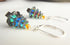 Deep Blue Shimmery Christmas Earrings crystal sparkle - Xmas jewelry - dangle earrings showcasing sparkling blue trees with yellow beads, perfect for holiday gifting.