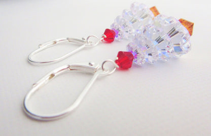 Crystal Christmas Earrings - Holiday Earrings featuring beautiful crystal Christmas trees that catch the light, perfect for festive occasions.