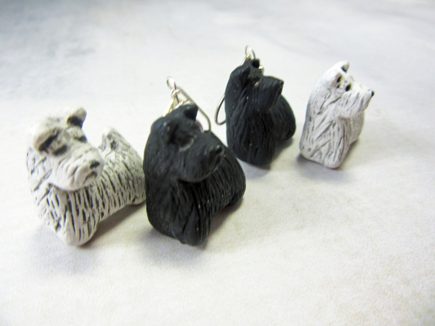 Scotty Dog Earrings - Scottish terrier earrings in black or white for dog lovers.