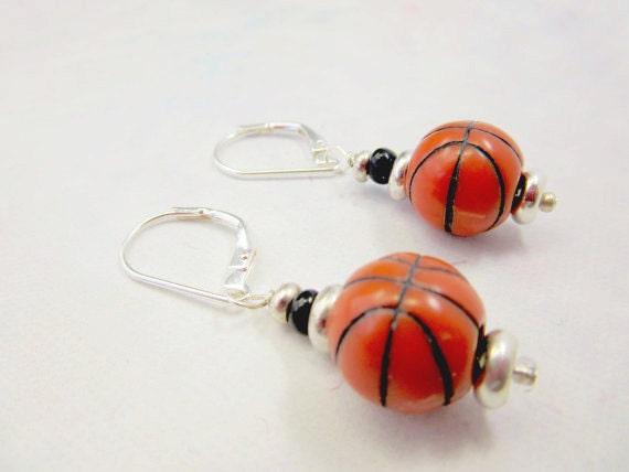 Teen Drop Sport ball Earrings displayed with March Madness jewelry theme, ideal for showing basketball spirit.