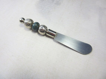 Silvertone CHEESE SERVING KNIFE - Raku Beaded Knife perfect as a gift for mom or friends.